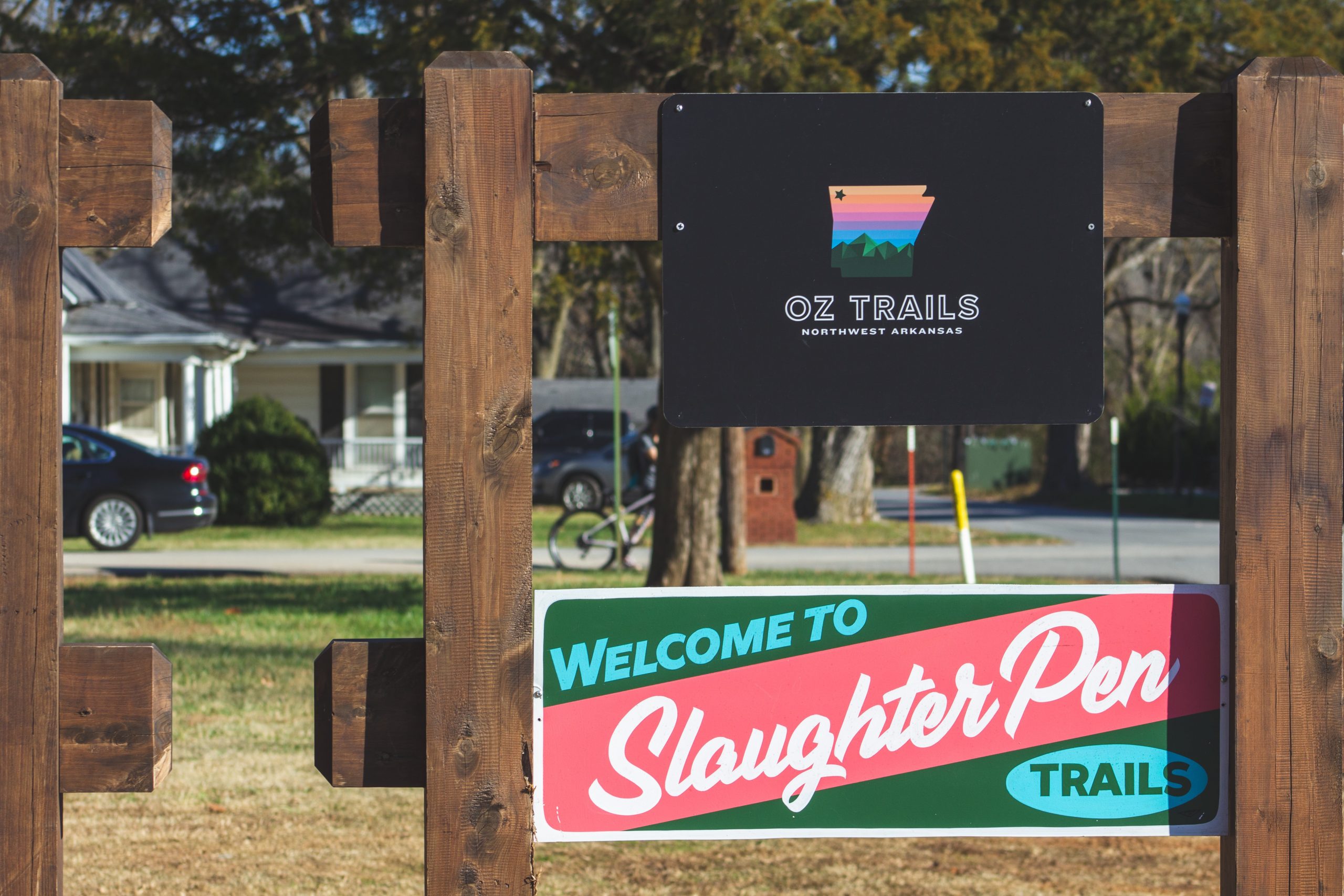 Slaughter Pen Trail Welcome Sign